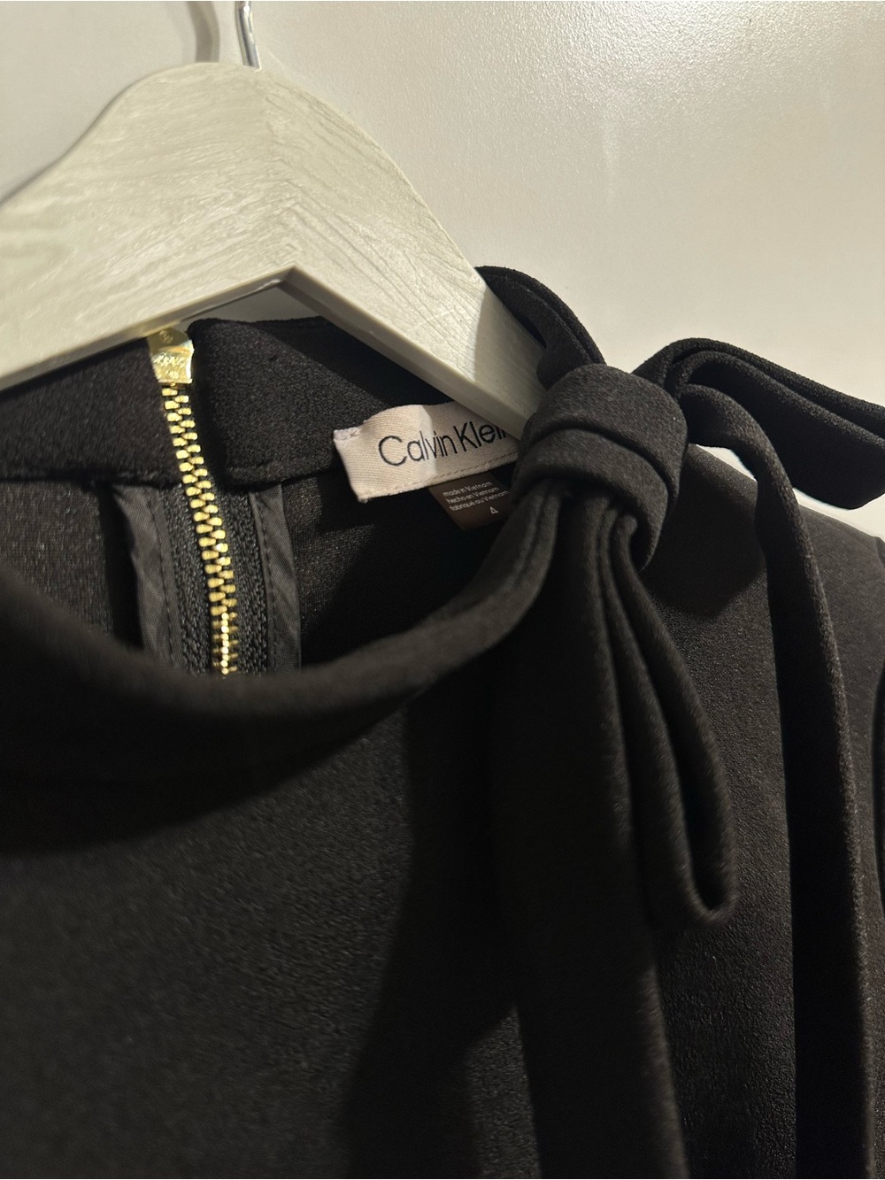 Calvin Klein Black Tie-Neck Turtleneck Sweater